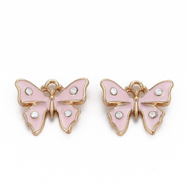 

PandaHall Alloy Enamel Pendants, with Crystal Rhinestone, Light Gold, Cadmium Free & Nickel Free & Lead Free, Butterfly, Pink, 15x19x4mm...