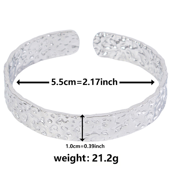 

PandaHall Vintage Hammered 304 Stainless Steel Cuff Bangles for Women Stainless Steel