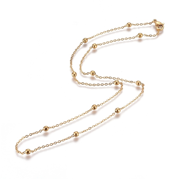 

PandaHall Vacuum Plating 304 Stainless Steel Cable Chain Necklaces, with Round Beads and Lobster Claw Clasps, Golden, 19.68 inch(50cm)...