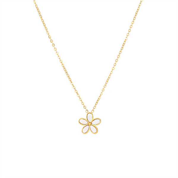 

PandaHall Stainless Steel Cable Chain Necklaces, Shell Flower Pendant Necklace for Women, Real 18K Gold Plated, 15-3/4 inch(40cm) Stainless...