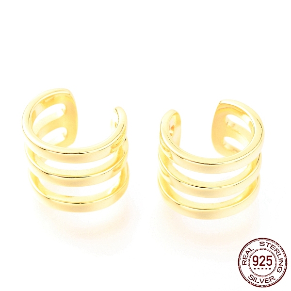 

PandaHall 925 Sterling Silver Cuff Earrings, Golden, 11x9mm Sterling Silver