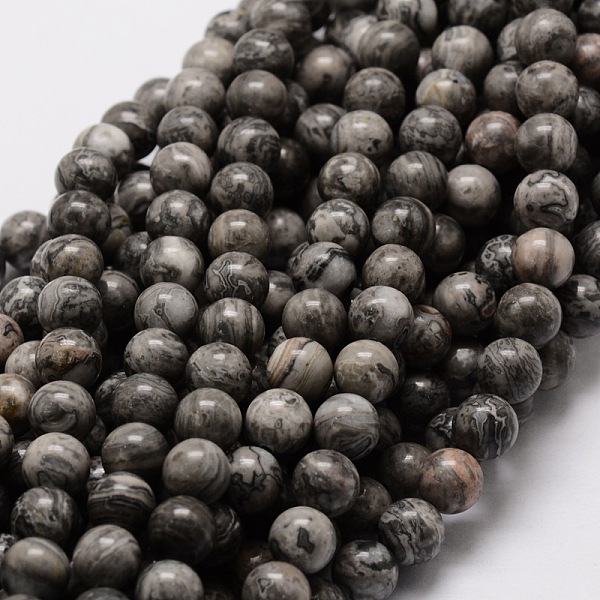 

PandaHall Natural Map Stone/Picasso Stone/Picasso Jasper Round Beads Strands, 8mm, Hole: 1mm, about 48pcs/strand, 15.7 inch Map Stone Round