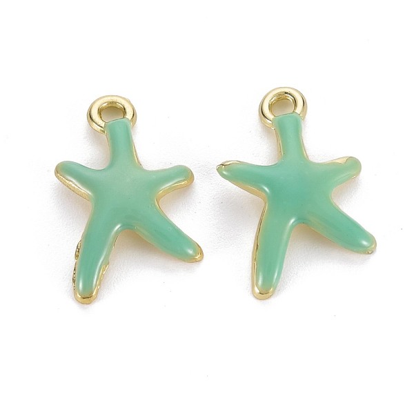 

PandaHall Rack Plating Alloy Pendants, with Enamel, Cadmium Free & Lead Free, Starfish, Light Gold, Tomato, 17x11.5x3mm, Hole: 1.8mm...