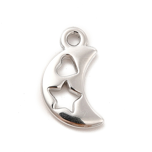 

PandaHall 304 Stainless Steel Pendants, Hollow, Moon with Heart & Star, Stainless Steel Color, 17.5x10x2mm, Hole: 1.8mm 304 Stainless Steel...