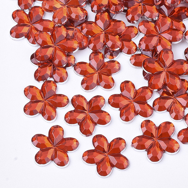 

PandaHall Plastic Cabochons, Flower, Red, 9x9.5x1.5mm, about 5000pcs/bag Plastic Flower Red