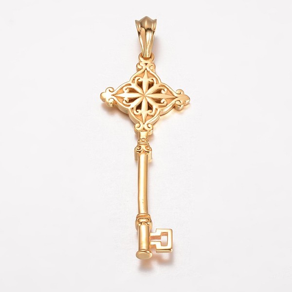 

PandaHall 304 Stainless Steel Big Pendants, Key, Golden, 85x33.5x6mm, Hole: 12x8mm 304 Stainless Steel Key
