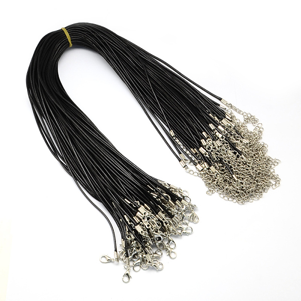 

PandaHall Waxed Cord Necklace Making, with Iron Findings, for DIY Jewelry Crafting, Black, 17 inch(excluding the length of clasp and...