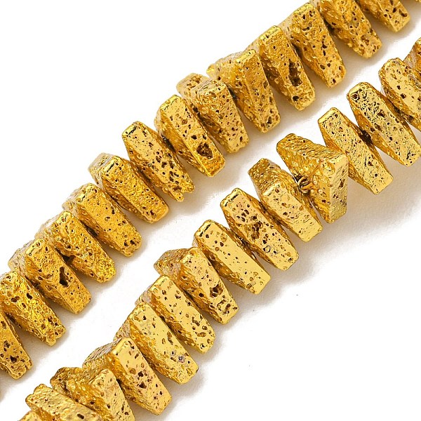 

PandaHall Electroplated Natural Lava Rock Beads Strands, Triangle, Golden Plated, 7.5x6.5x3mm, Hole: 1mm, about 132pcs/strand, 15.75''(40cm)...