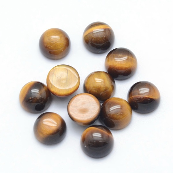 

PandaHall Natural Tiger Eye Cabochons, Grade A, Half Round, 8x3.5~4mm Tiger Eye Half Round