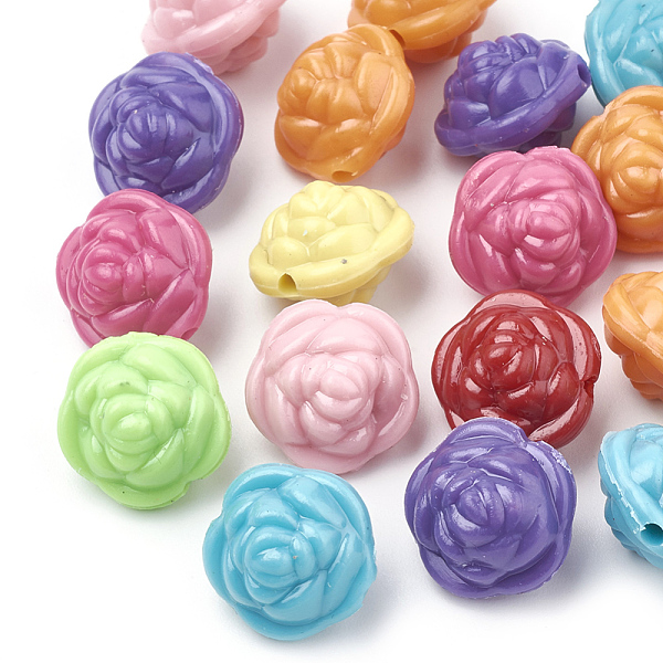 

PandaHall Opaque Acrylic Beads, Flower, Mixed Color, 13.5x13.5x11mm, Hole: 1.5mm, about 499pcs/320g Acrylic Flower Multicolor
