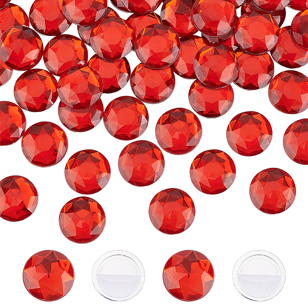 

PandaHall FINGERINSPIRE 60Pcs 20mm Flat Back Round Acrylic Rhinestone Red Self-Adhesive Round Jewels Plastic Gems Embelishments Stick On...