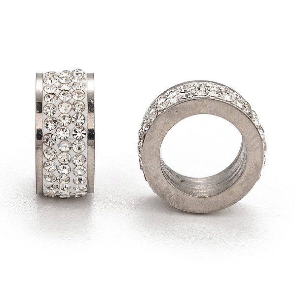 

PandaHall 304 Stainless Steel Column Beads, with Polymer Clay Rhinestone, Stainless Steel Metal Color, Crystal, 13x6mm, Hole: 8mm Stainless..., Clear