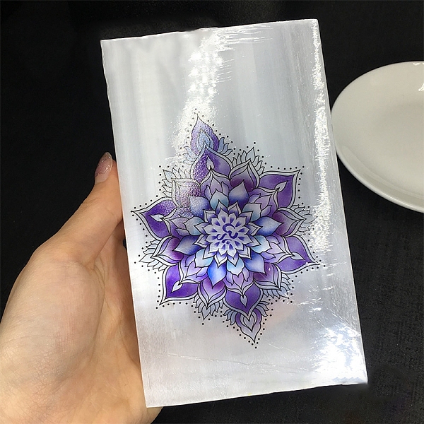 

PandaHall Rectangle Natural Selenite Display Decoration, Reiki Energy Stone Decorations, Flower, 140x80x8mm Selenite Flower
