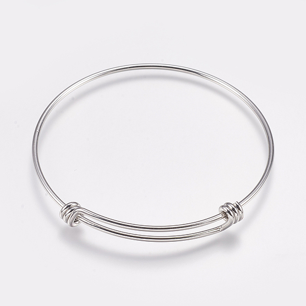 

PandaHall Brass Expandable Bangle Making, Torque Bangles, Platinum, 2-1/2 inch(63mm), 1.5mm Brass