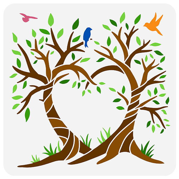 

PandaHall FINGERINSPIRE Love Tree Painting Stencil 11.8x11.8inch Reusable Two Trees Drawing Template for Decoration Life Tree Stencil Tree...