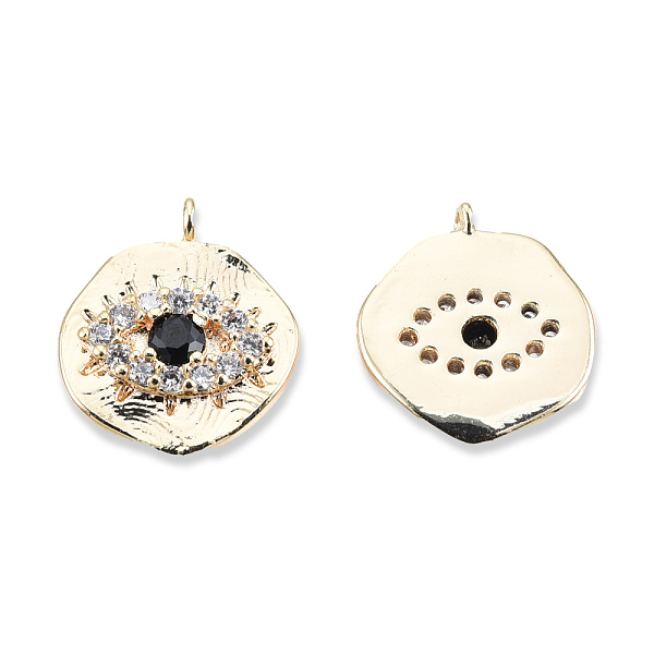

PandaHall Brass Pave Clear Cubic Zirconia Charms, Cadmium Free & Nickel Free & Lead Free, Flat Round with Eye, Real 18K Gold Plated...