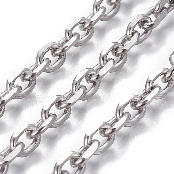 

PandaHall 201 Stainless Steel Cable Chains, Diamond Cut Chains, Unwelded, Stainless Steel Color, 6.50x2mm 201 Stainless Steel