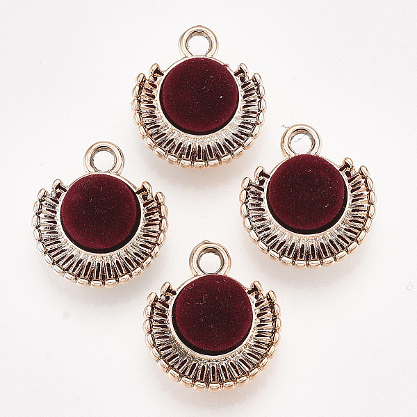 

PandaHall UV Plating Acrylic Pendants, Flocky, Half Round, Light Gold, Dark Red, 21.5x19x11mm, Hole: 3mm Acrylic Half Round Red