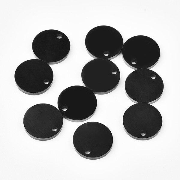 

PandaHall 304 Stainless Steel Charms, Polished, Stamping Blank Tag, Laser Cut, Flat Round, Electrophoresis Black, 7.8x1mm, Hole: 0.9mm 304...