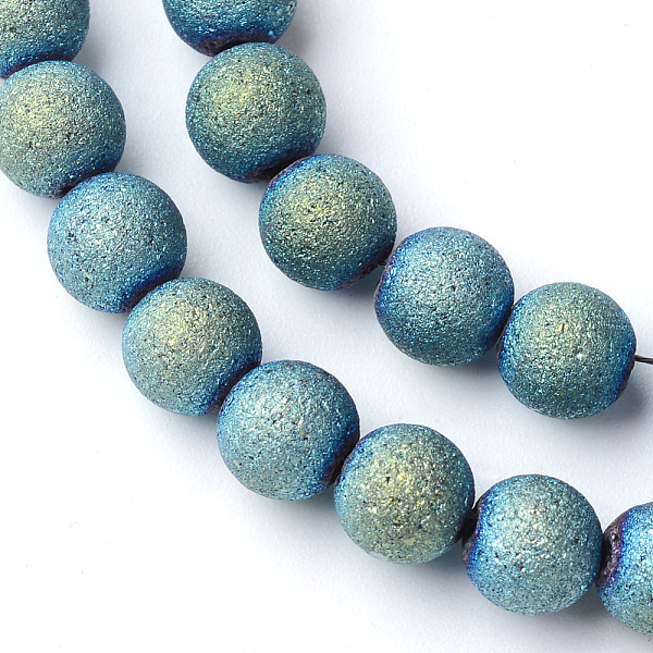 

PandaHall Electroplate Glass Bead Strands, Frosted Style, Round, Green Plated, 8mm, Hole: 1.5mm, about 72pcs/strand, 24.8 inch Glass Round...
