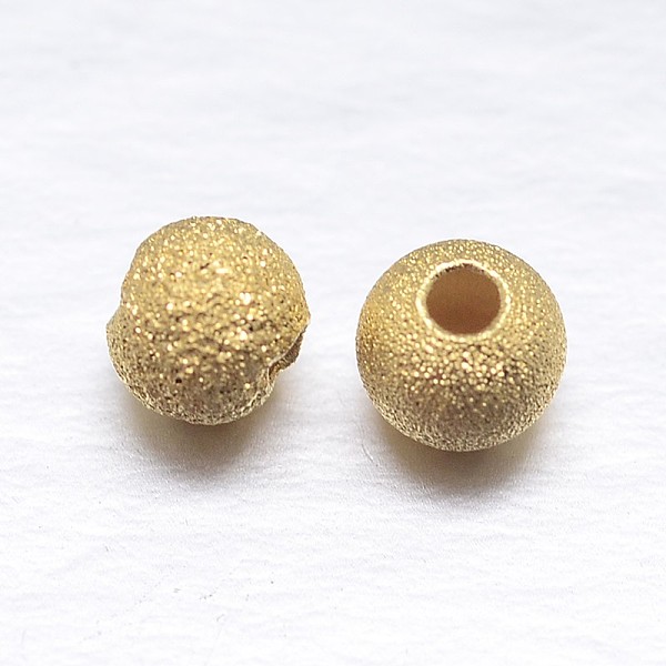 

PandaHall Real 18K Gold Plated Round 925 Sterling Silver Textured Beads, Golden, 4mm, Hole: 1.2mm, about 200pcs/20g Sterling Silver Round