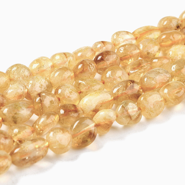 PandaHall Natural Citrine Beads Strands, Nuggets, Tumbled Stone, Dyed, 8~11x7.5~9x4.5~7mm, Hole: 0.8mm, about 42pcs/strand, 15.94''(40.5cm)...
