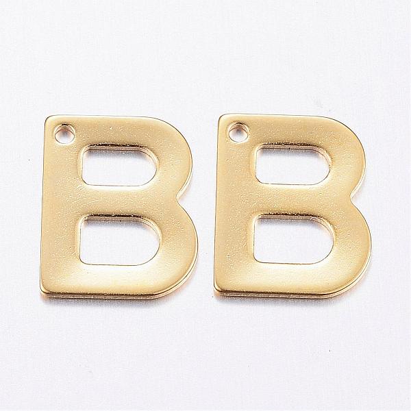 

PandaHall 304 Stainless Steel Charms, Letter, Initial Charms, Real 18k Gold Plated, Letter.B, 11x6~12x0.8mm, Hole: 1mm 304 Stainless Steel...