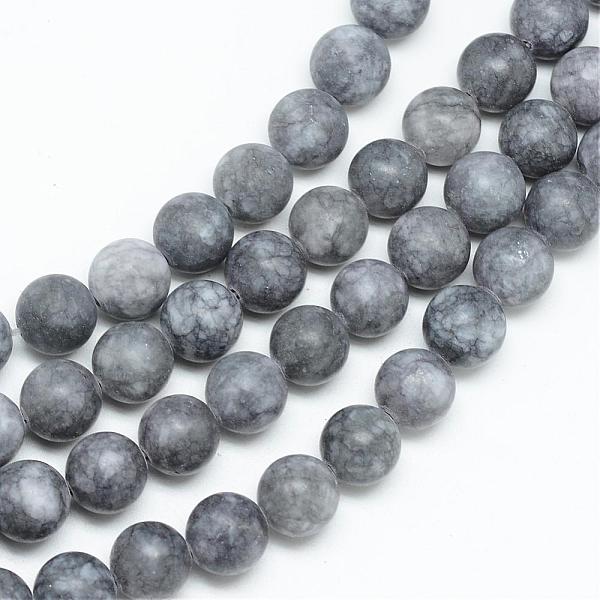 

PandaHall Natural White Jade Bead Strands, Dyed, Frosted, Round, Gray, 10~11mm, Hole: 1.5mm, about 38~39pcs/strand, 14.9 inch White Jade...