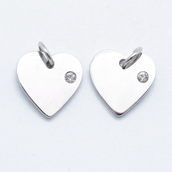 

PandaHall 316 Surgical Stainless Steel Pendants, with Cubic Zirconia, Heart, Clear, Stainless Steel Color, 12x12x2mm, Hole: 3mm Stainless...