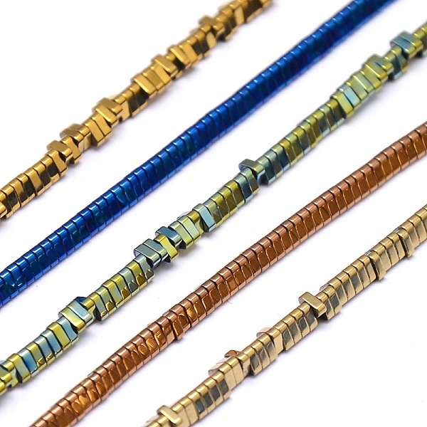

PandaHall Electroplate Non-magnetic Synthetic Hematite Beads Strands, Triangle, Mixed Color, 3x3x1mm, Hole: 1mm, about 350pcs/strand, 15.7...