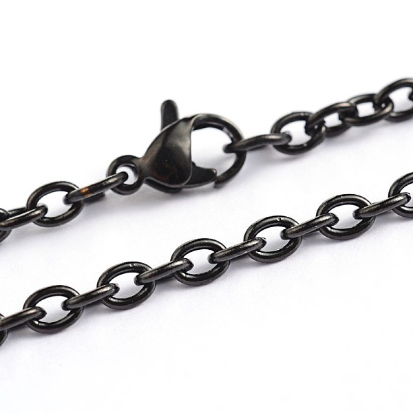 

PandaHall 304 Stainless Steel Cable Chain Necklaces, Electrophoresis Black, 23.6 inch(60cm), 3mm 304 Stainless Steel