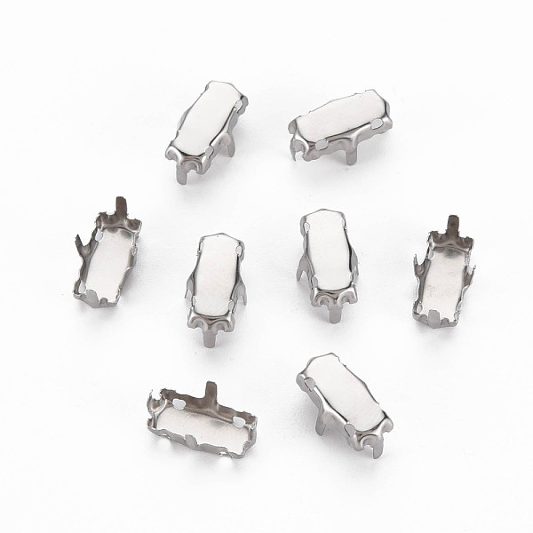 

PandaHall 201 Stainless Steel Sew on Prong Settings, Claw Settings for Flat Back Rhinestone, Rectangle, Stainless Steel Color, Tray: 4x10mm...