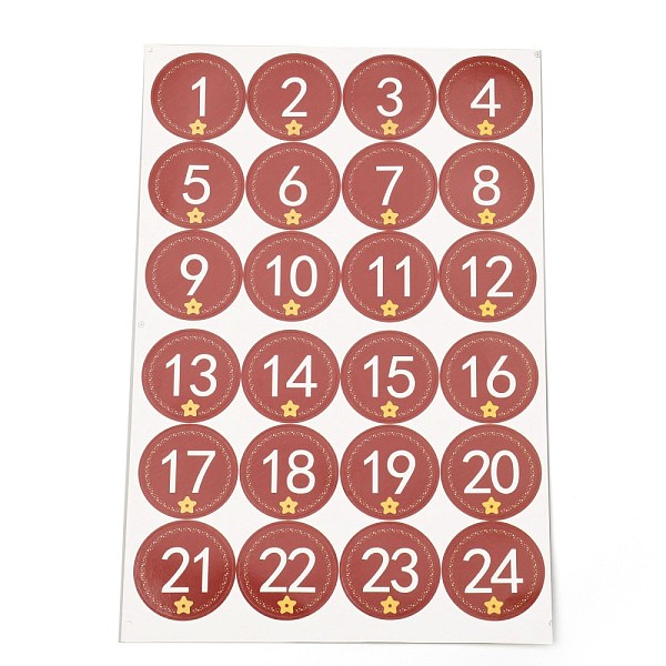 

PandaHall Christmas Advent Calendar Stickers, 1~24 Number Christmas Countdown Stickers, for Gift Sealing Stickers, DIY Crafts, Baking...