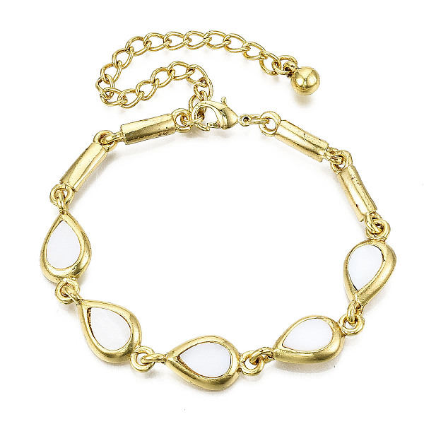 

PandaHall Electroplated Alloy Link Bracelets, with Natural Freshwater Shell, Cadmium Free & Lead Free, Teardrop, Seashell Color, Golden...