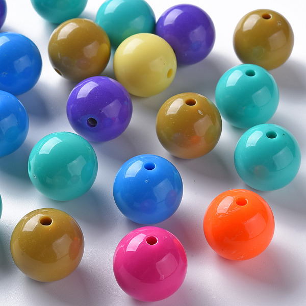 

PandaHall Opaque Acrylic Beads, Round, Mixed Color, 20x19mm, Hole: 3mm, about 111pcs/500g Acrylic Round Multicolor