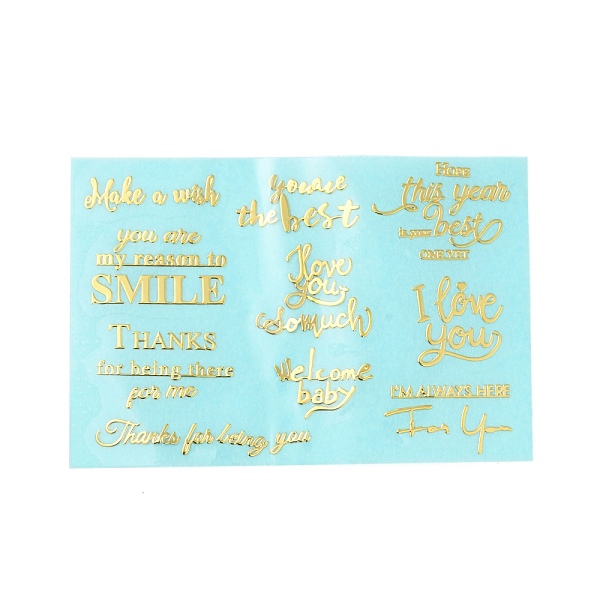

PandaHall Brass Self-Adhesive Picture Stickers, Metal Decals for Phone Case Decor, Greetings, Word, 50x75x0.1mm,Sticker: 2~8x2~21mm Brass..., Gold