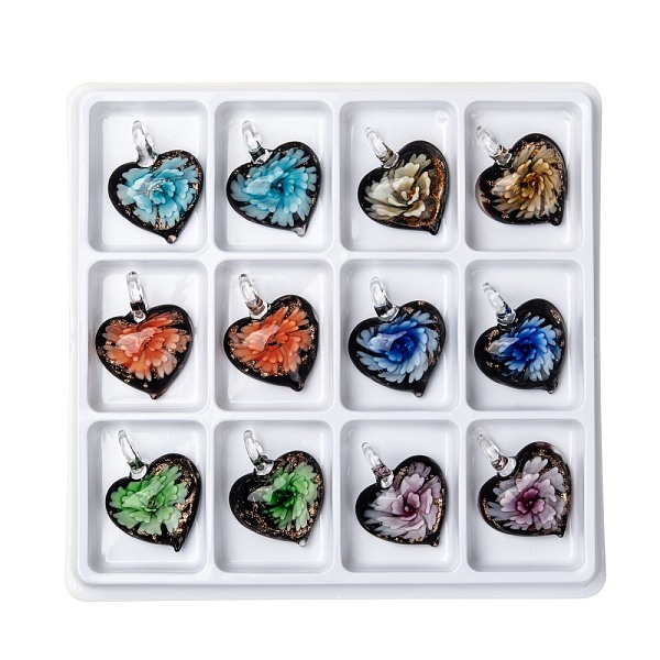 Handmade Gold Sand Lampwork Pendants