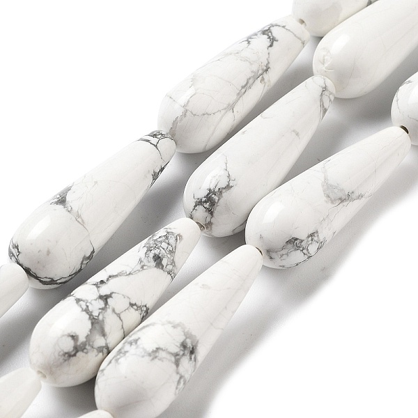 

PandaHall Natural Howlite Beads Strands, Teardrop, 30~30.5x10~10.5mm, Hole: 1.4mm, about 6pcs/strand, 7.13~7.20 inch(18.1~18.3cm) Howlite...
