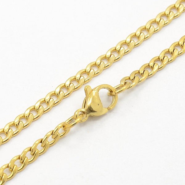 

PandaHall 304 Stainless Steel Curb Chain Necklaces, with Lobster Claw Clasps, Golden, 29.5 inch(74.9cm) 304 Stainless Steel