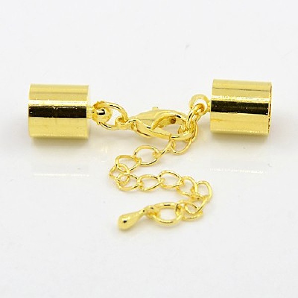 

PandaHall Iron Chain Extender, with Lobster Claw Clasps and Brass Cord Ends, Golden, 28mm, Cord End: 8x4mm, hole: 3mm Iron