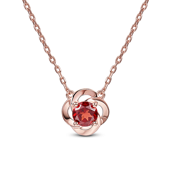 

PandaHall SHEGRACE Flower Glamourous Real Rose Gold Plated 925 Sterling Silver Pendant Necklaces, with Cubic Zirconia, FireBrick, 15.7 inch..., Red