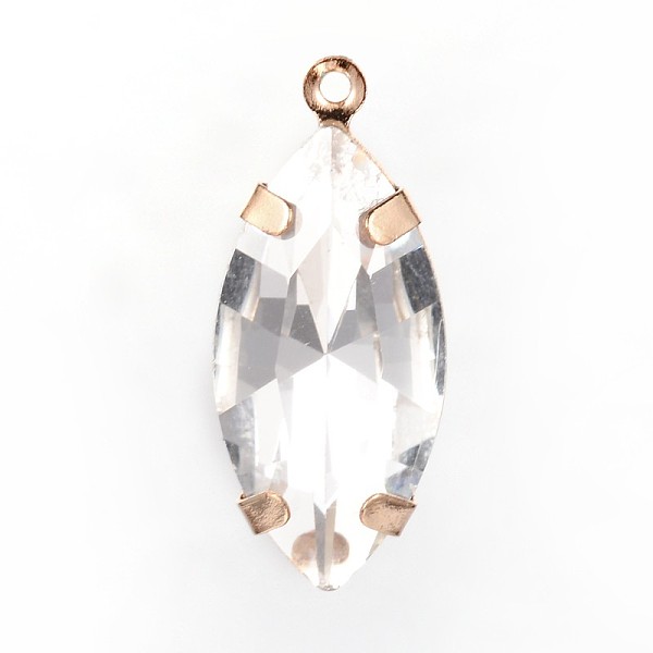 

PandaHall Horse Eye Brass Glass Rhinestone Pendants, Light Gold, 21x9x6mm, Hole: 1mm Brass+Rhinestone Horse Eye Clear