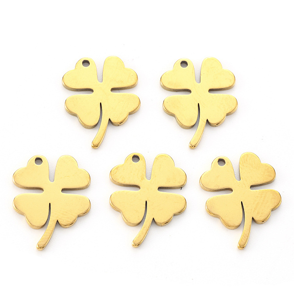 

PandaHall Vacuum Plating 304 Stainless Steel Pendants, Laser Cut, Clover, Golden, 17x13.5x1mm, Hole: 1.2mm 304 Stainless Steel Clover