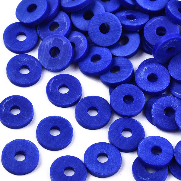 PandaHall Handmade Polymer Clay Beads, for DIY Jewelry Crafts Supplies, Disc/Flat Round, Heishi Beads, Blue, 8x1mm, Hole: 2mm, about...