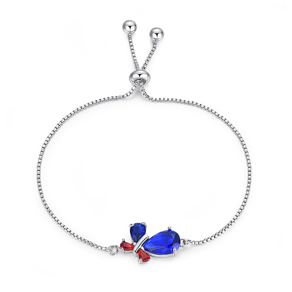 

PandaHall Eco-Friendly Electroplate Brass Slider Bracelets, Bolo Bracelets, with Cubic Zirconia, Butterfly, Colorful, Platinum, 10-3/8 inch...