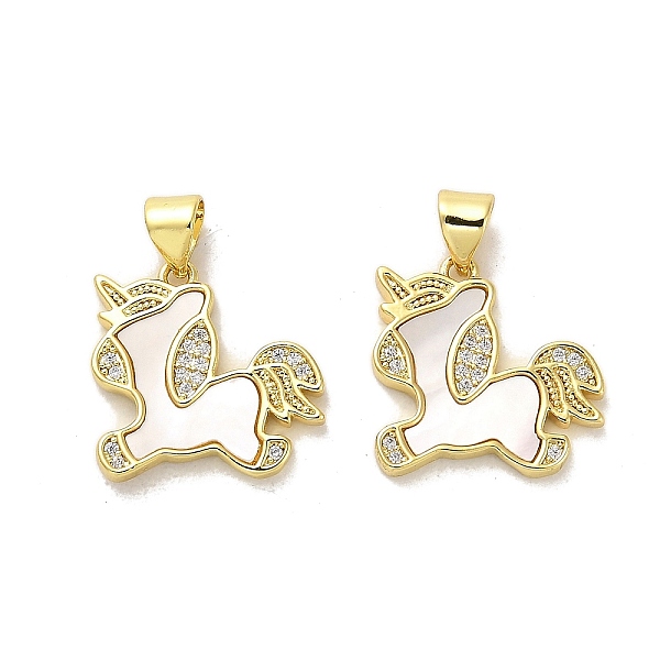 

PandaHall Brass Micro Pave Clear Cubic Zirconia Pendants, with Shell, Real 18K Gold Plated, Horse, 17x17x2mm, Hole: 5x3.5mm Brass+Cubic...