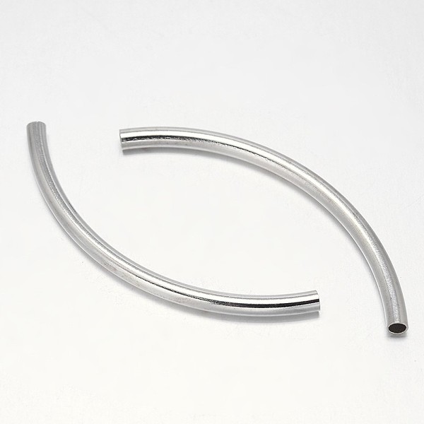 

PandaHall Curved Brass Tube Beads, Barrel Plating, Platinum, 50x3mm, Hole: 2mm Brass Tube