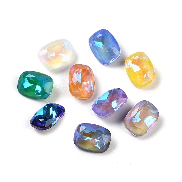 

PandaHall Glass Rhinestone Cabochons, Point Back, Faceted, Rectangle, Mixed Color, 8x6x3.5mm Glass Rhinestone Rectangle Multicolor