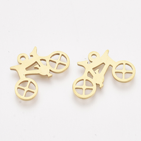

PandaHall 201 Stainless Steel Pendants, Bicycle, Golden, 12x18x1mm, Hole: 1.2mm 201 Stainless Steel Vehicle