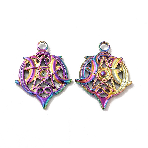 

PandaHall Ion Plating(IP) 304 Stainless Steel Pendant Rhinestone Settings, Moon & Star, Rainbow Color, Fit for 2.5mm Rhinestone, 25x20x2mm...